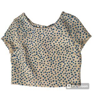 LILLY PULITZER GIRLS TOP SCUBA TEE SHORT SLEEVE WHITE BLUE TWIST BACK SIZE 12